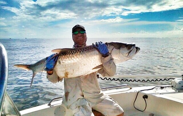 Captain Steve with a Mayport Inlet Tarpon (prior to laws enacted for removing Tarpon from water)
