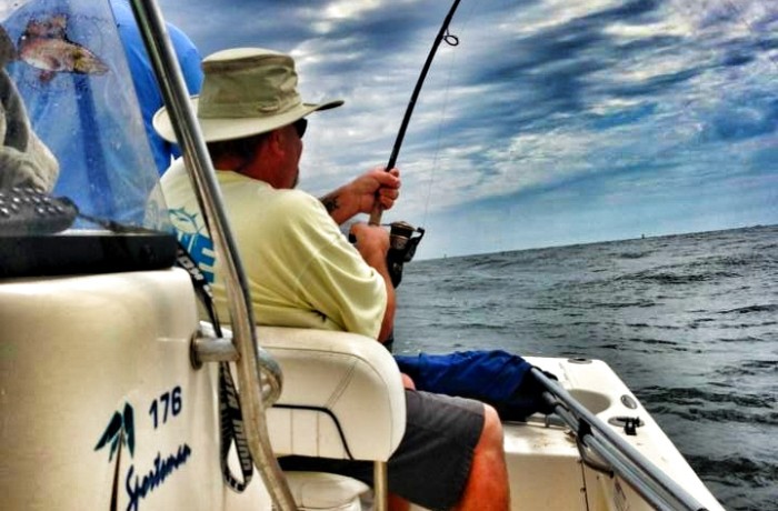 Dave fighting a monster Black Drum