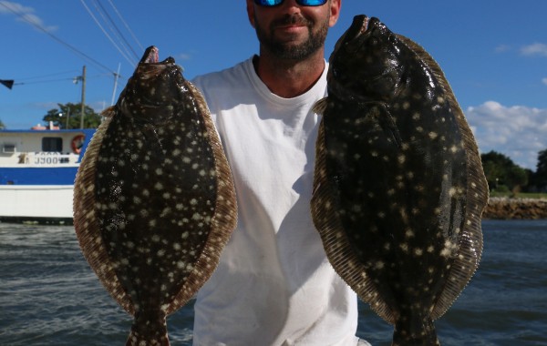 Jonathan Clark with a couple of stuf Flounder