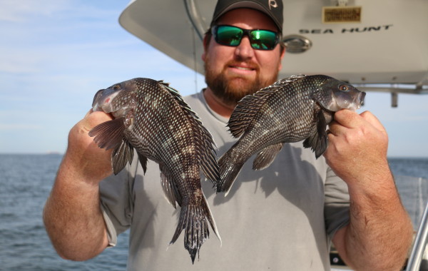 Kevin Range with a pair of keeper sized Mayport Inlet Sea Bass