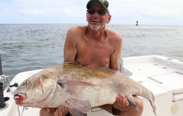 Tim with a monster Black Drum