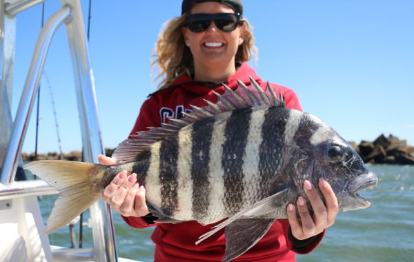 Ashley with a solid 9 pound Sheepshead