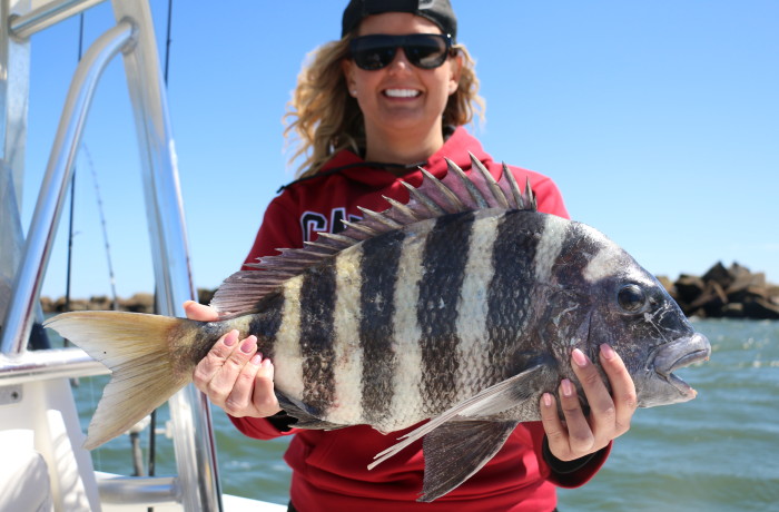 Ashley with a solid 9 pound Sheepshead