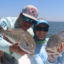 Me and the better half with a pair of Jetty Pumpkins on lures