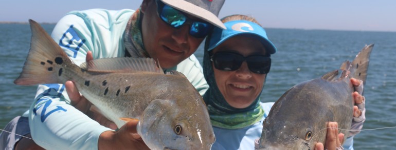 Me and the better half with a pair of Jetty Pumpkins on lures