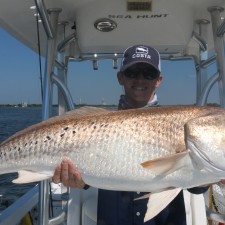 Miles with a giant Bull Red